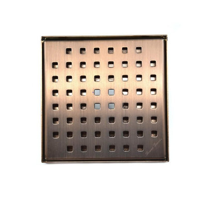 6 Inch Oil Rubbed Bronze Square Shower Drain with Hair Trap Set (2 Designs)