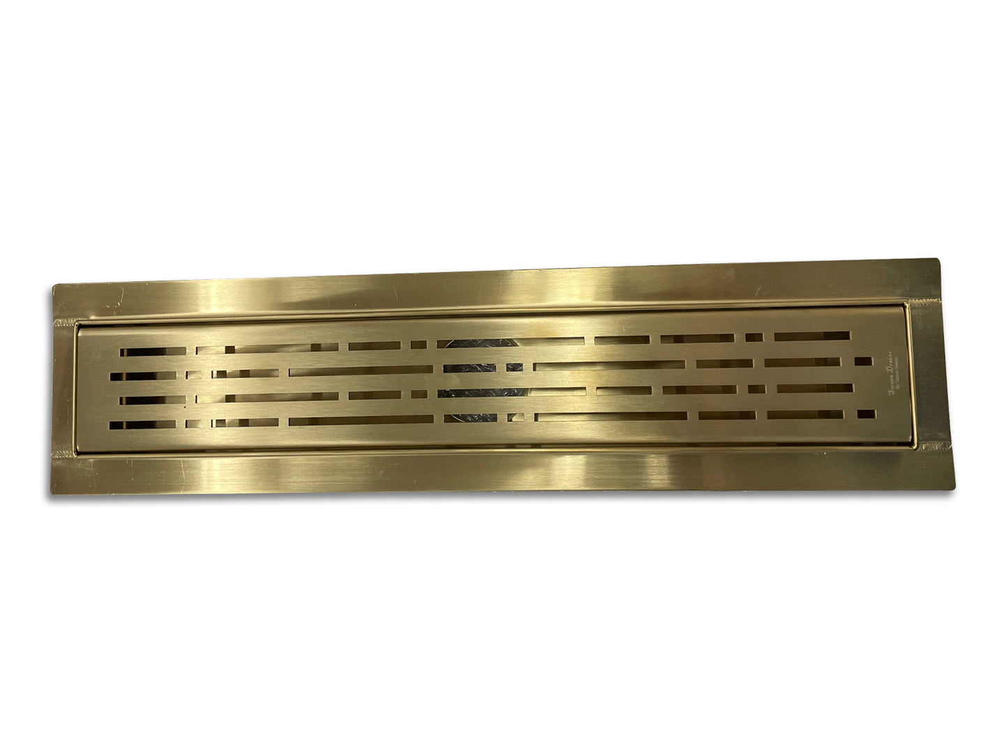 39 Inch Satin Gold Linear Shower Drain, Broken Lane Design by SereneDrains