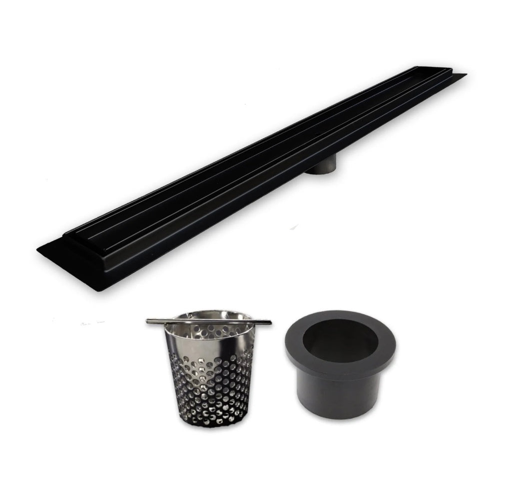 Matte Black Tile Insert Linear Shower Drain with Free Hair Trap by Ser ...