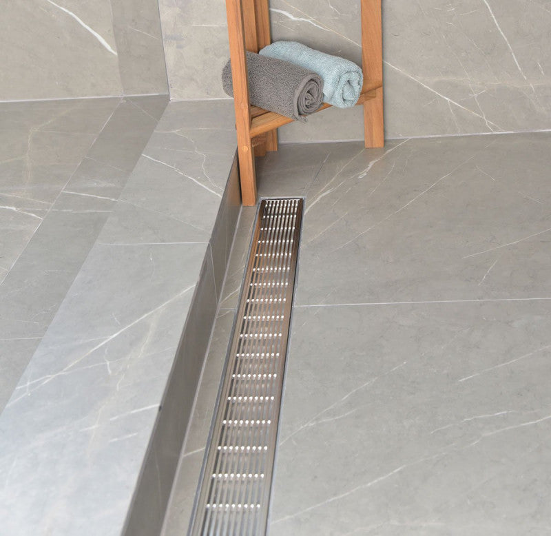 48 Inch Side Outlet Linear Shower Drain by SereneDrains