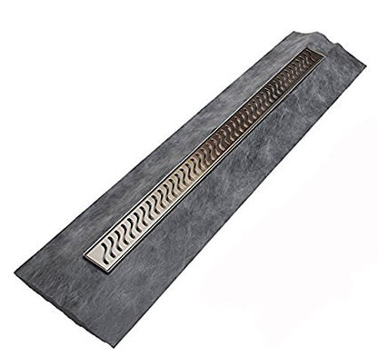 16 Inch Linear Shower Drain Ocean Wave Design by SereneDrains