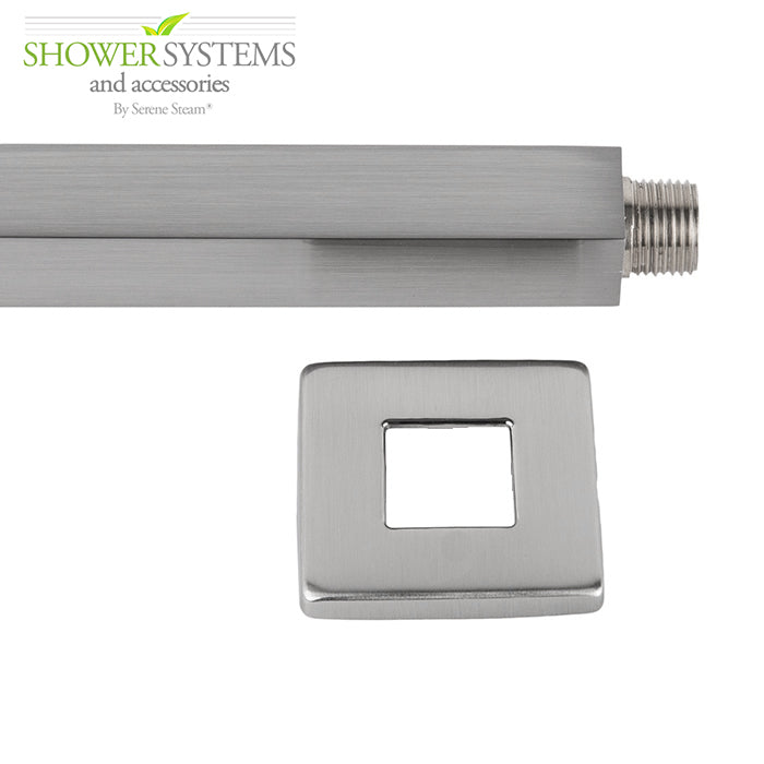 8 Inch Polished Chrome Thin Square Rain Shower Head with 16 Inch Wall Mount Shower Arm