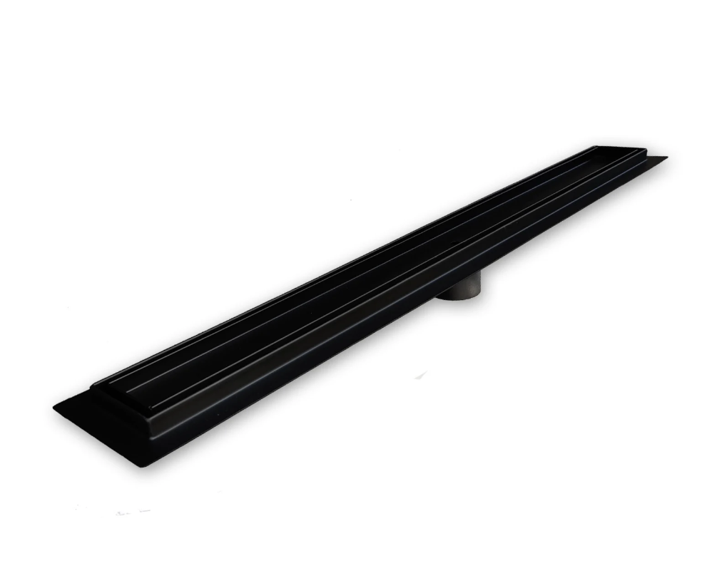 24 Inch Matte Black Tile Insert Linear Shower Drain by SereneDrains