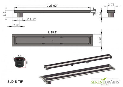 24 Inch Side Outlet Linear Shower Drain by SereneDrains