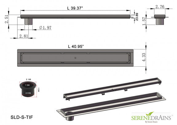 Large Linear Drain, 72 inch Tile Insert Linear Shower Drain by SereneDrains