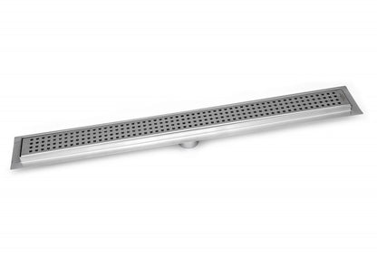 35 Inch Linear Shower Drain, Brushed Finish Traditional Square Design, SereneDrains